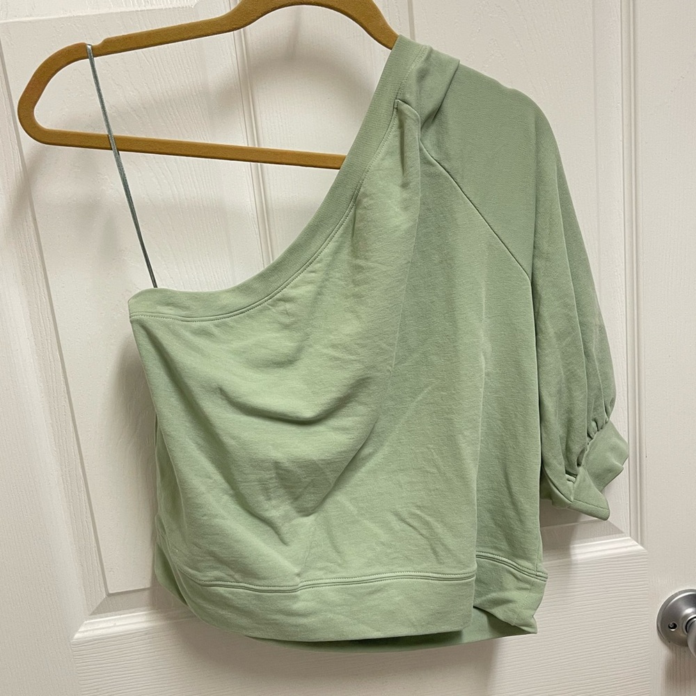 Skin Organics Green One Shoulder Sweater Top